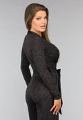 Donkerbruine Wide Leg Jumpsuit met Ruit Patroon