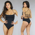 Open Rug Bodysuit Zwart met Strap Details