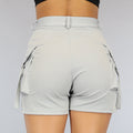 Lichtgrijs Cargo Short met Zilveren Details