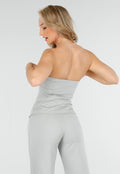 Lichtgrijze Strapless Gilet Top met Knoopsluiting