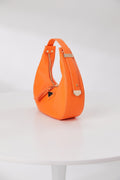 Ronde Oranje Lederlook Tas