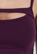 Paarse Cut-Out Top met Spaghetti Bandjes en Stretchmateriaal