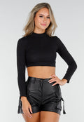 Zwarte Longsleeve Top met Open Rug