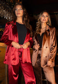 Burgundy Satijnen Blazer