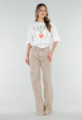 Beige Wide Leg Tall Jeans met High Waist