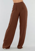 Tall Linnenlook Bruine Pantalon met Stretchband
