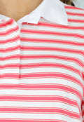 Roze Gestreepte Polo T-shirt met Kraag en Korte Mouwen