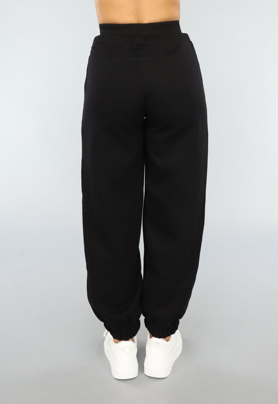 Zwarte Lounge Broek met Grote Elastische Band