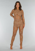 Bruine Kanten See Through Jumpsuit