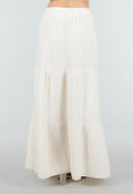 Crème Mousseline Maxi Rok met Elastische Taille