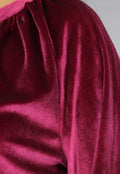 Cherry Roze Velvet Blouse met Pofmouwen