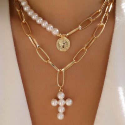 Goudkleurige Ketting met Parels