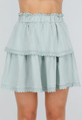 Mintgroene Two Piece Set met Ruches en Embroidery details