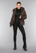 Korte Bruine Winterjas met Capuchon