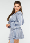 Elegante Glanzende Blauwe Mini Jurk