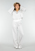 Grijze Wide Leg Joggingbroek met Elastische Taille en Stretch