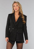 Zwarte Blazer met Diverse Glitter