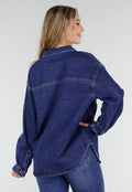 Redial Jeans  Donkerblauw Denim Overhemd met Oversized Pasvorm en Knoopsluiting