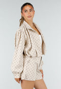 Beige Two Piece Set met Zwarte Stippen en Lange Mouwen
