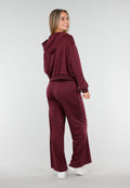 Bordeauxrode Jogging Set met Vest en Wijde Broek