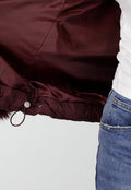 Bordeaux Korte Puffer Winterjas met Afneembare Bontkraag