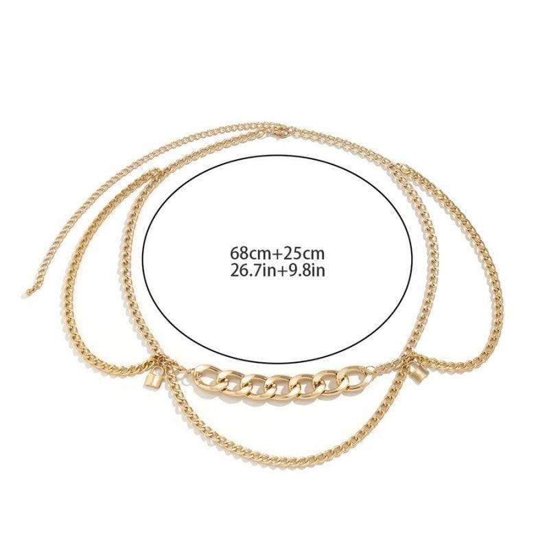 Gouden Heup Bodychain met Schakelketting