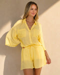 Butter Yellow Blouse met Short en Ondershort Set