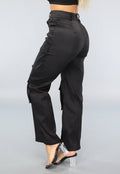 Zwarte Straight Cargo Broek met Zakken