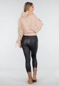 Camel Gebreide Cardigan met Faux Fur Kraag