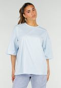 Lichtblauw Oversized T-Shirt met Korte Mouwen en Backprint