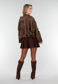 Bruine Glanzende Panty met Hoge Taille en Corrigerend Effect