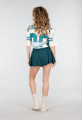 Donkergroene Geplooide Skort met Stretch