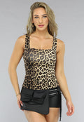 Stretch Top met Brede Schouderbanden in Leopard