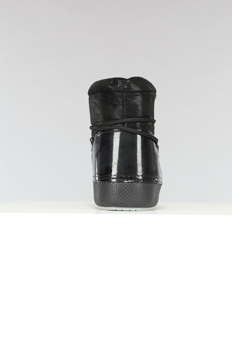 Lage Zwarte Glitterende Snowboots met Lak Detail