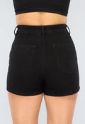 Redial Jeans  Zwarte Denim Overslag Skort met Knoopjes