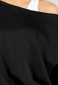 Zwarte One Shoulder Top met Ingewerkte Top en Stretch