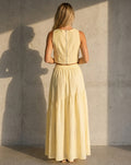 Gele Bloemen Crop Top zonder Mouwen
