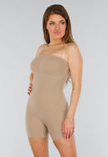 Huidskleur Shapewear Body met Afneembare Nude en Doorzichtige Bandjes