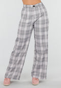 Grijs Roze Geruite Pantalon Straight Leg
