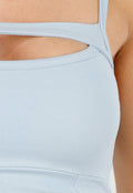Lichtblauwe Stretch Top met Cut-Out, Pads en Smalle Bandjes