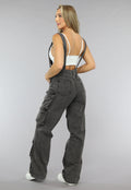 Grijze Wide Leg Cargo Tuinbroek
