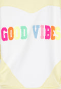 Gele Sweater met Good Vibes Print op Rug