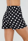 Zwarte Polkadot Skort met Split en Stretch