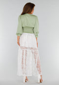 High Waist Witte Maxi Rok van Kant met Onderrok