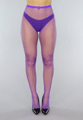 Paarse Panty met Mini Fishnet Patroon