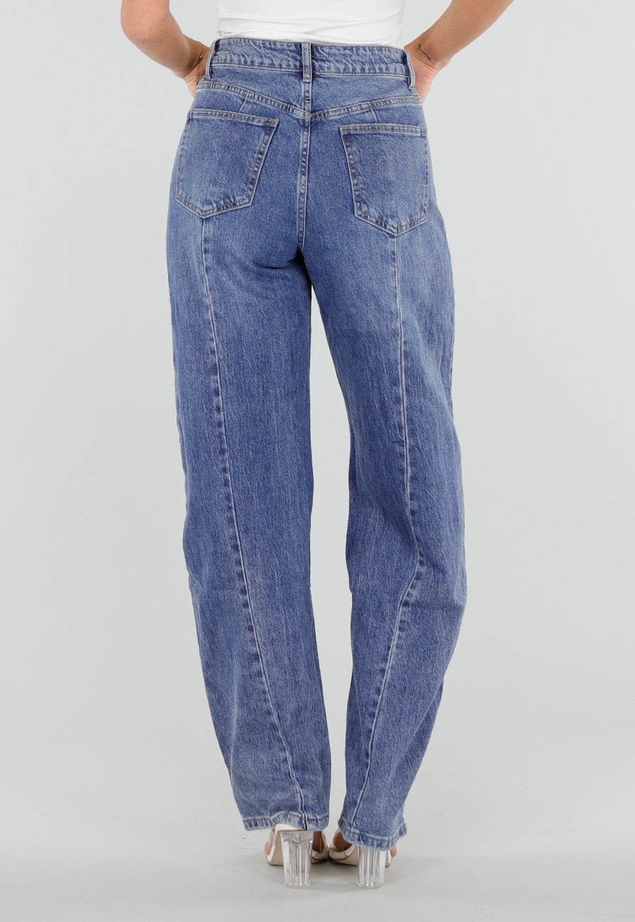 Blauwe Barrel Jeans met Lichte Stretch