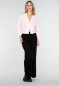 Roze Gebreid Vest met Strikdetails en Knopen