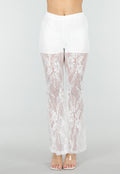 Petite Witte Kant Flared Broek met Stretch en Binnenbroekje
