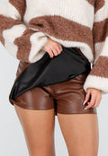 Lederlook Skort Bruin