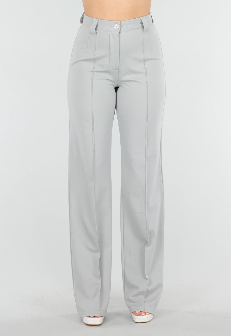 Lichtgrijze Tall Elastische Pantalon met Rechte Pijpen